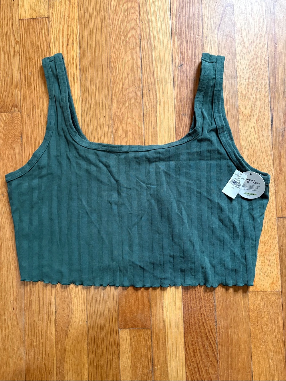 aerie Forest Green Ribbed Square-Neck Crop Top